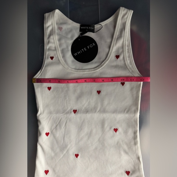 White Fox Do It For Me Ribbed Tank Top in
White with Red Hearts - Picture 11 of 11